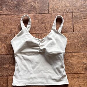 Cream Tank Top with Ruched Bust